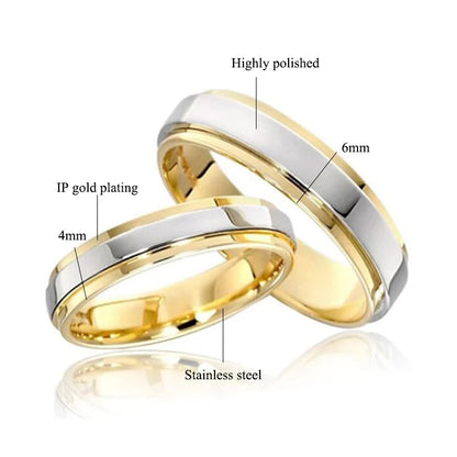 Ramos Stainless steel Wedding Ring Simple Design Couple Alliance Ring 4mm 6mm Width Band Ring for Women and Men