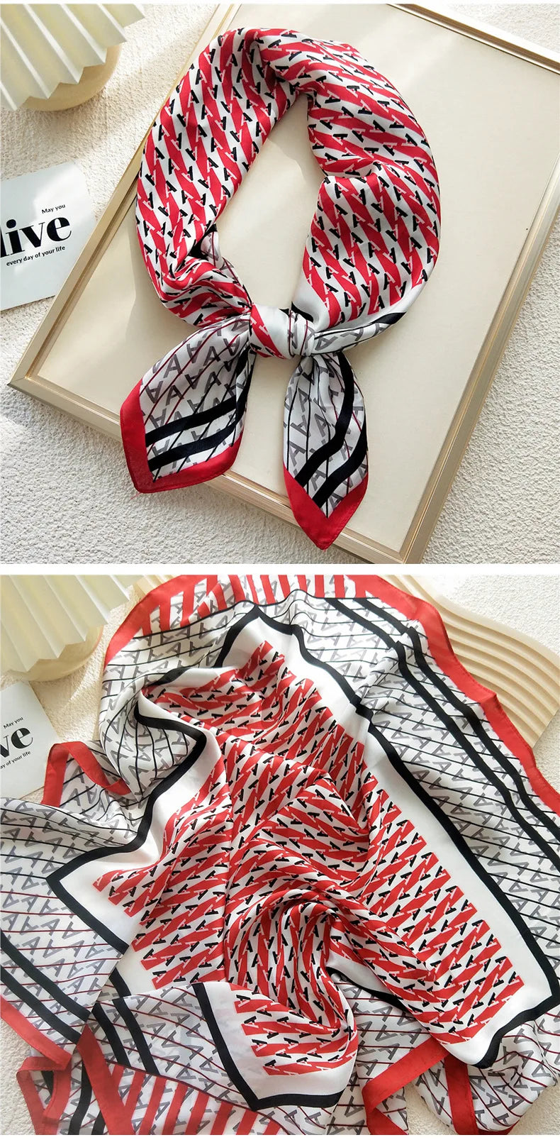 70cm New Letters Printed Square Scarf Women Bandana Hairband Lady Head Wraps Female Multifunction Shawl Fashion Neckerchief 2021