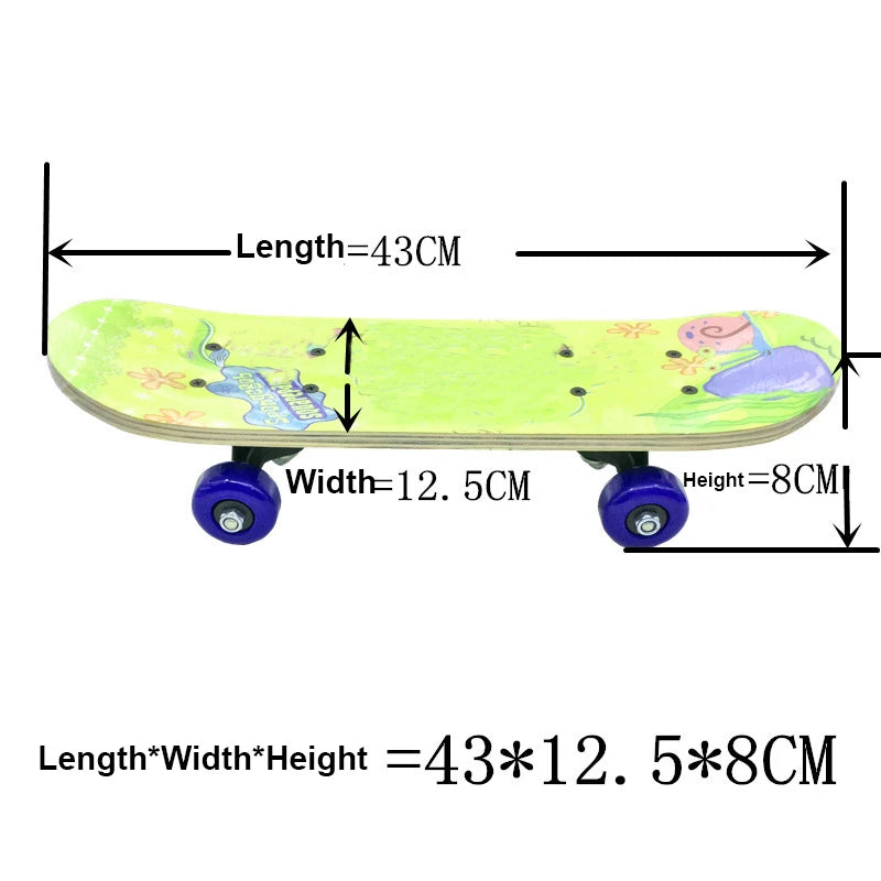 17 Inches Child Skateboard Maple Double Rock Skate Board Patin Skates Kids Skateboarding Cartoon Sticker Kids Griptape Longboard