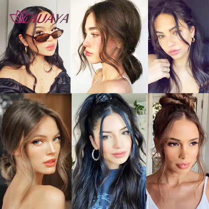 HUAYA Synthetic Hair Bangs Clips Front Side Long Bangs Fake Fringe Clip In Hair Extensions Accessories for Women