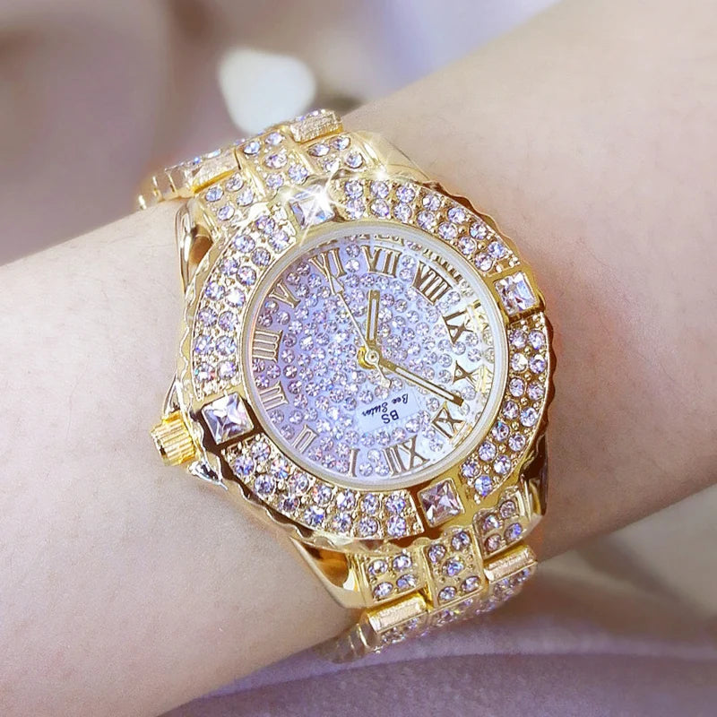 Women Watches 2024 Gold Ladies Wrist Watches Luxury Brand Top Rhinestone Women's Bracelet Watches Female Clock Relogio Feminino