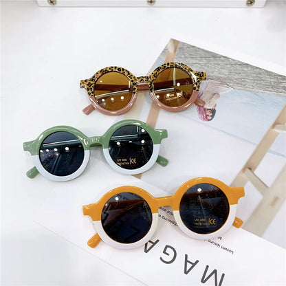 1PCS Fashion Retro Round Kids Sunglasses Anti-UV Children Sunglasses Boys Girls Baby Outdoors Goggle Leopard Shades Eyewear New