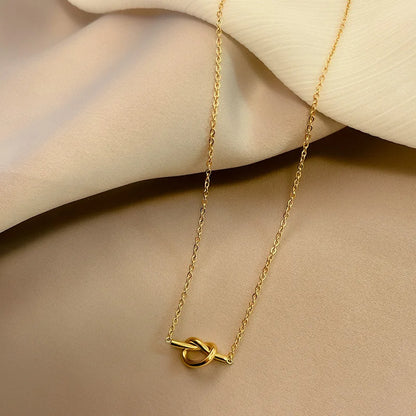 316L Stainless Steel Gold Color Knot Pandent Necklaces For Women Choker 2024 Trendy New Fashion Party Gift Jewelry