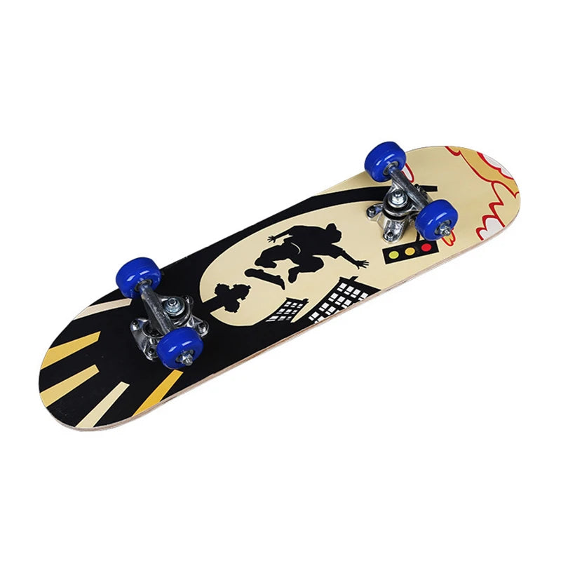 Children Skateboard Four Wheel Skate Board Kid Scooter Longboard Pulley Wheel Double Rocker Maple Skateboard Alloy Roller Board