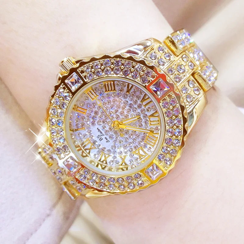 Women Watches 2024 Gold Ladies Wrist Watches Luxury Brand Top Rhinestone Women's Bracelet Watches Female Clock Relogio Feminino