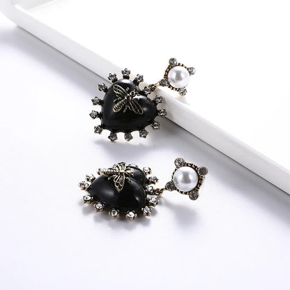 Wholesale Luxury Pearls Crystal Earrings Flash Zircon Ear Studs Love Water Drop White Earrings Women Party Jewelry Gift