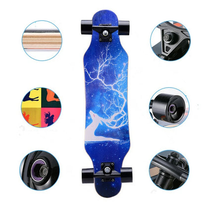 79cm/31" Beginner Skateboard Longboard Maple Flat-Plate Double Rocker Board Steel Bearing PU Wheels Children Adult Skate Board