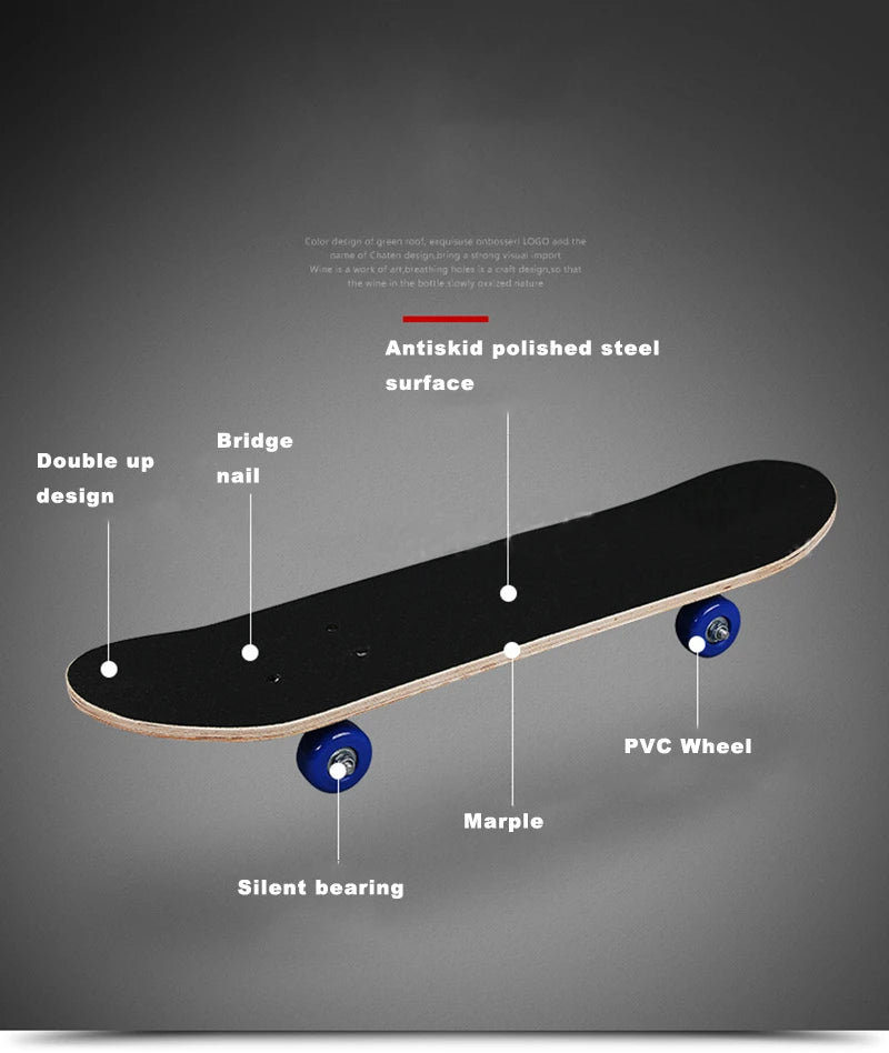 Children Skateboard Four Wheel Skate Board Kid Scooter Longboard Pulley Wheel Double Rocker Maple Skateboard Alloy Roller Board