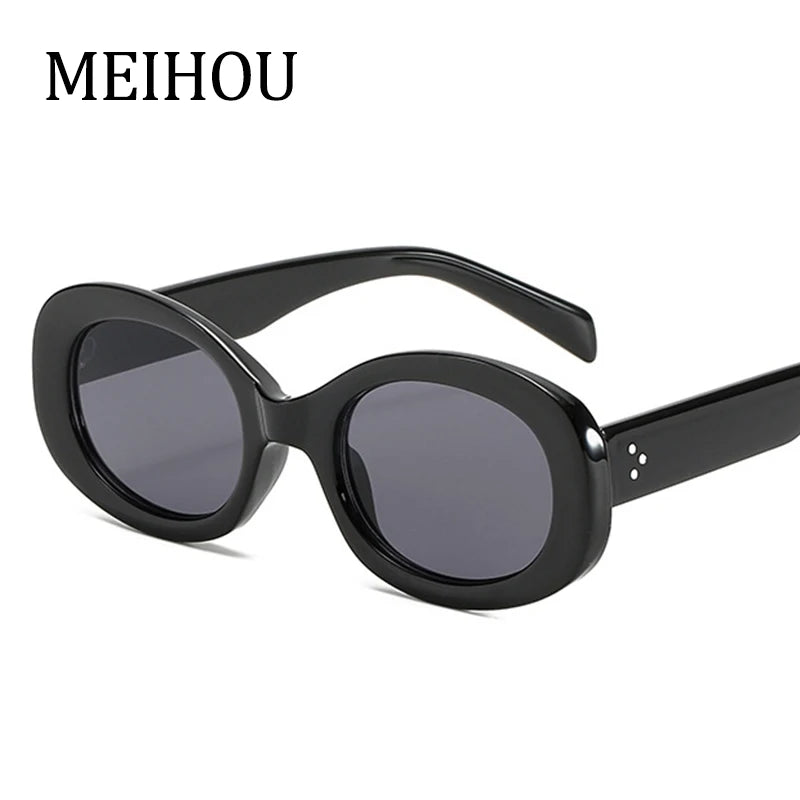 Vintage Women's Oval Sunglasses Classic Brand Designer Small Rivet Sunglasses Ladies Trendy Shades Summer Driving Retro Oculos