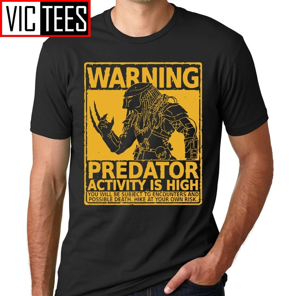 Men Tee Shirt Season Predator Activity is High Black T Shirt Men T-Shirt Design Vintage Printed Cotton