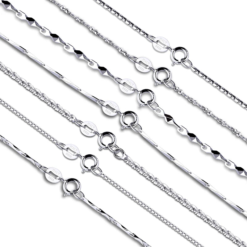 GEM'S BALLET Classic Basic Chain 100% 925 Solid Sterling Silver Necklace Chain 40cm 45cm 50cm Fine Jewelry Fashion Pendant Link