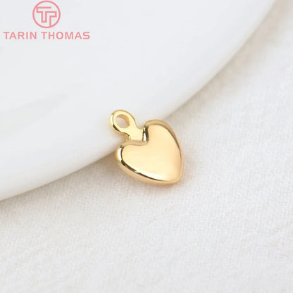 20PCS Gold Color Plated Brass Heart