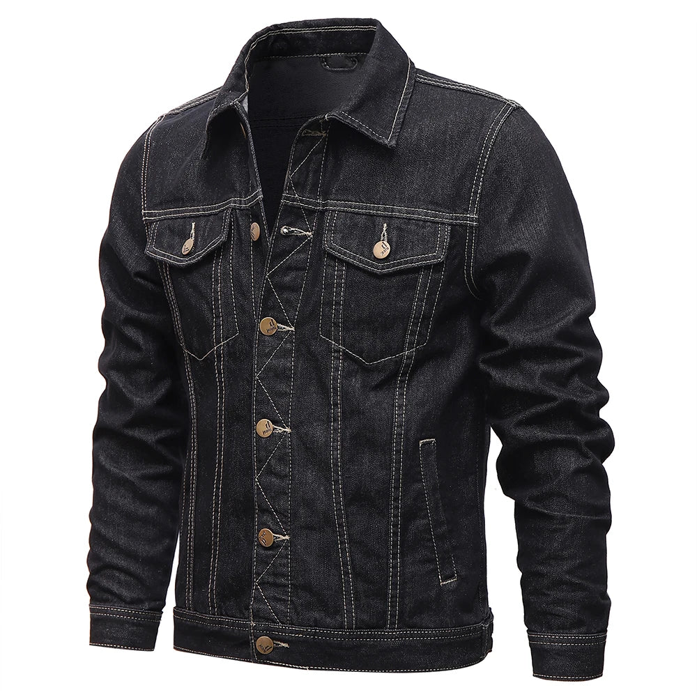 Men Denim Jackets Casual Solid Color