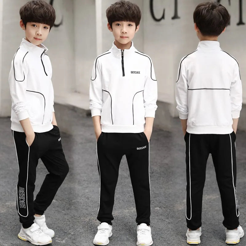 Spring Autumn Teenager Boys Clothing Sets Child Fashion Letter Sweatshirt + Pants 2Pcs Kids Tracksuit 4 5 6 7 8 9 10 11 12 Years