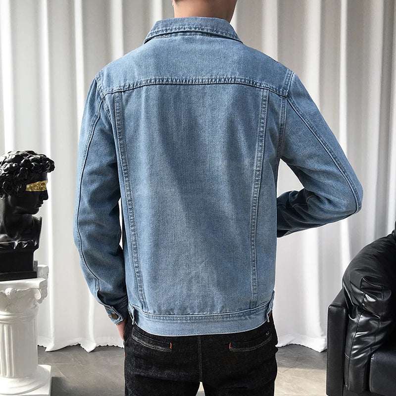 Men Denim Jackets Casual Solid Color