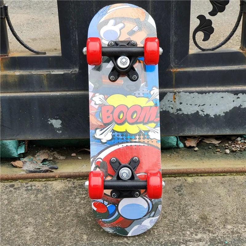 17 Inches Child Skateboard Maple Double Rock Skate Board Patin Skates Kids Skateboarding Cartoon Sticker Kids Griptape Longboard