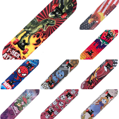 60CM Kids Skateboarding Cartoon Skateboard Dinosaur Spider Longboard Marple Double Rocker For Child Skate Board Childern