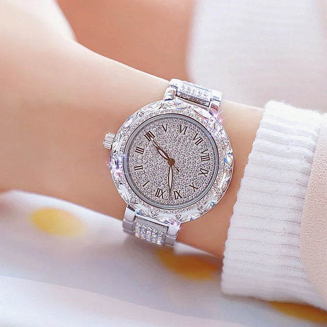 Rhinestone Women Watches Stainless Steel Crystal Ladies Quartz Watch Women Dress Clock Dropshiping montre femme