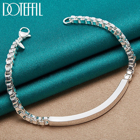 DOTEFFIL 925 Sterling Silver/24K Gold 4mm Box Chain Bracelet