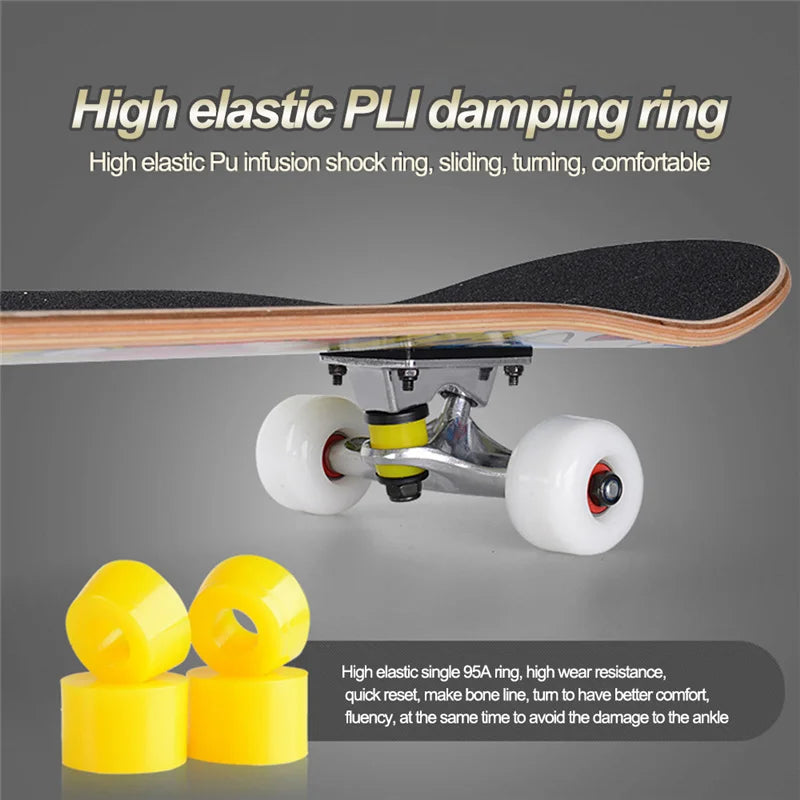 31 Inch Skateboard Complete Longboard Double Foot Skateboard Standard Skateboard for Boys Girls Teenagers Beginners