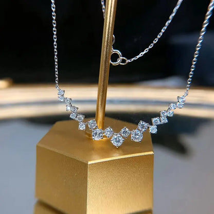 Fashion New Product 1 Carat Smile Diamond Pendant Silver Necklace Female Shiny Crystal Clavicle Chain Jewelry Party Gift