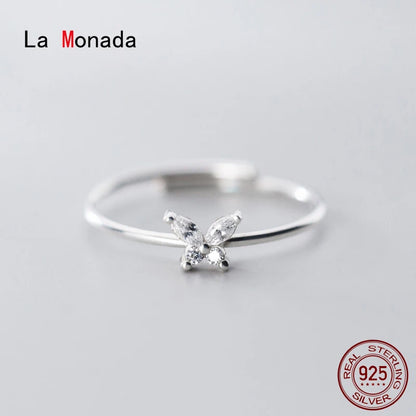 La Monada Butterfly Minimalist Finger Rings For Women 925 Silver Jewelry For Women Rings Adjustable Silver Ring 925 Women Korean