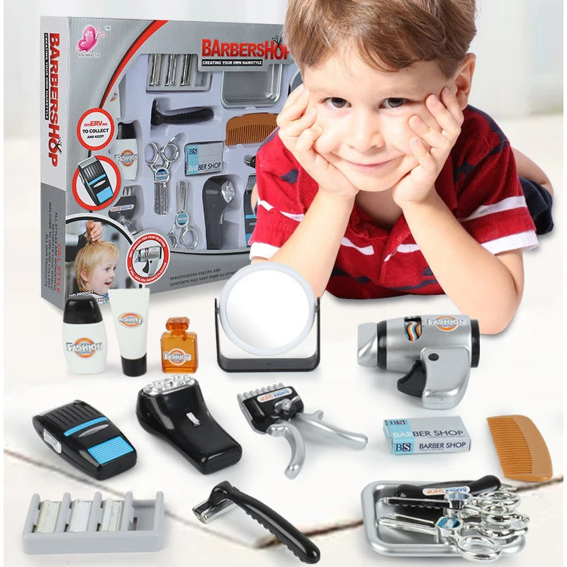 Children barbershop hair clipper razor hairdressing Scissors Kit Hair Cutting kids pretend toy girl boy toys