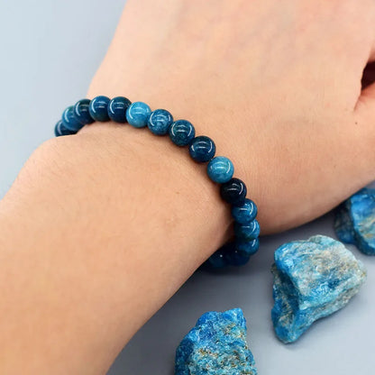 Original Reiki Blue Apatite Beads Bracelets Men Women Natural Stone