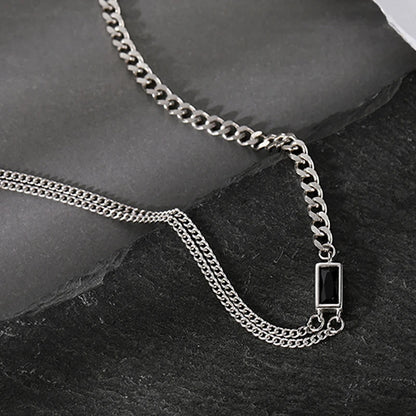 925 Sterling Silver Black Zircon Necklace Party Jewelry for Women New Fashion Double-layered Clavicle Chain Holiday Accessories