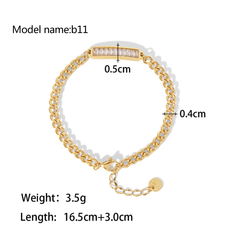 2024 Classic Snake Chain Bracelets Women Trend Gold Plated Stainless Steel Cuban Chain Bracelet Trendy Female Gifts Jewelry