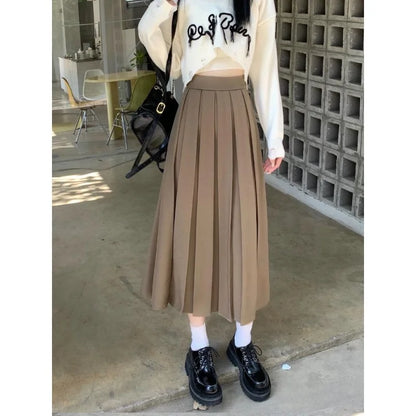 Modest Skirts for Women  Korean Style Long Black Skirt Women's Pleated Skirt Long Skirts for Women Fashion 2023 Dazy  A-LINE