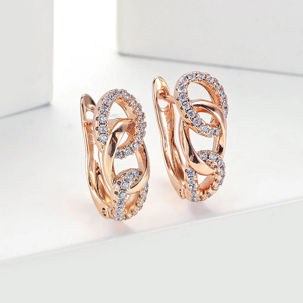 Hanreshe Many Copper Stud Earrings Women Girls Classic Rose Gold Color Pop Jewelry Zircon Crystal Earrings Gifts