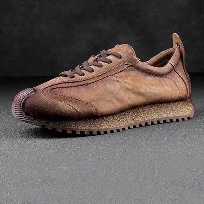 Men Casual Shoes Platform Sneakers for Men Genuine Leather Shoes Wear-Resistant Fashion Retro Soft Sole Shoes Mens Shoes