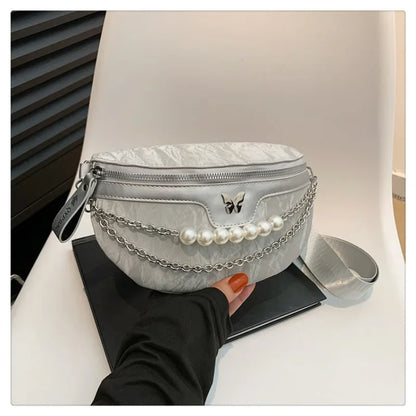 PU Car Stitching 2024 Hot Selling Waist Bag Zipper Bow Casual Chest Bag Versatile Soft Popular Trend Women's Crossbody Bag