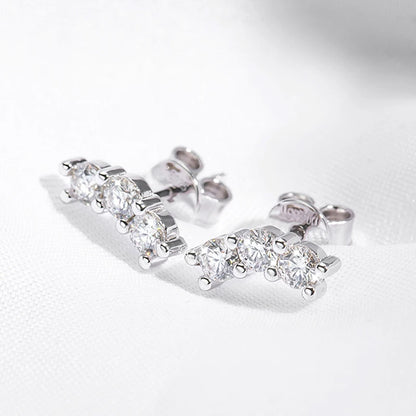 Rhodium Plated 0.6cttw Full Moissanite Stud Earrings