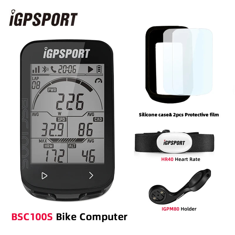 IGPSPORT BCS100S Bike Computer BLE ANT+ 2.6 Inch IPX7 Type-C 40H Battery Life Auto Backlight GNSS Stopwatch IGS Bicycle Computer