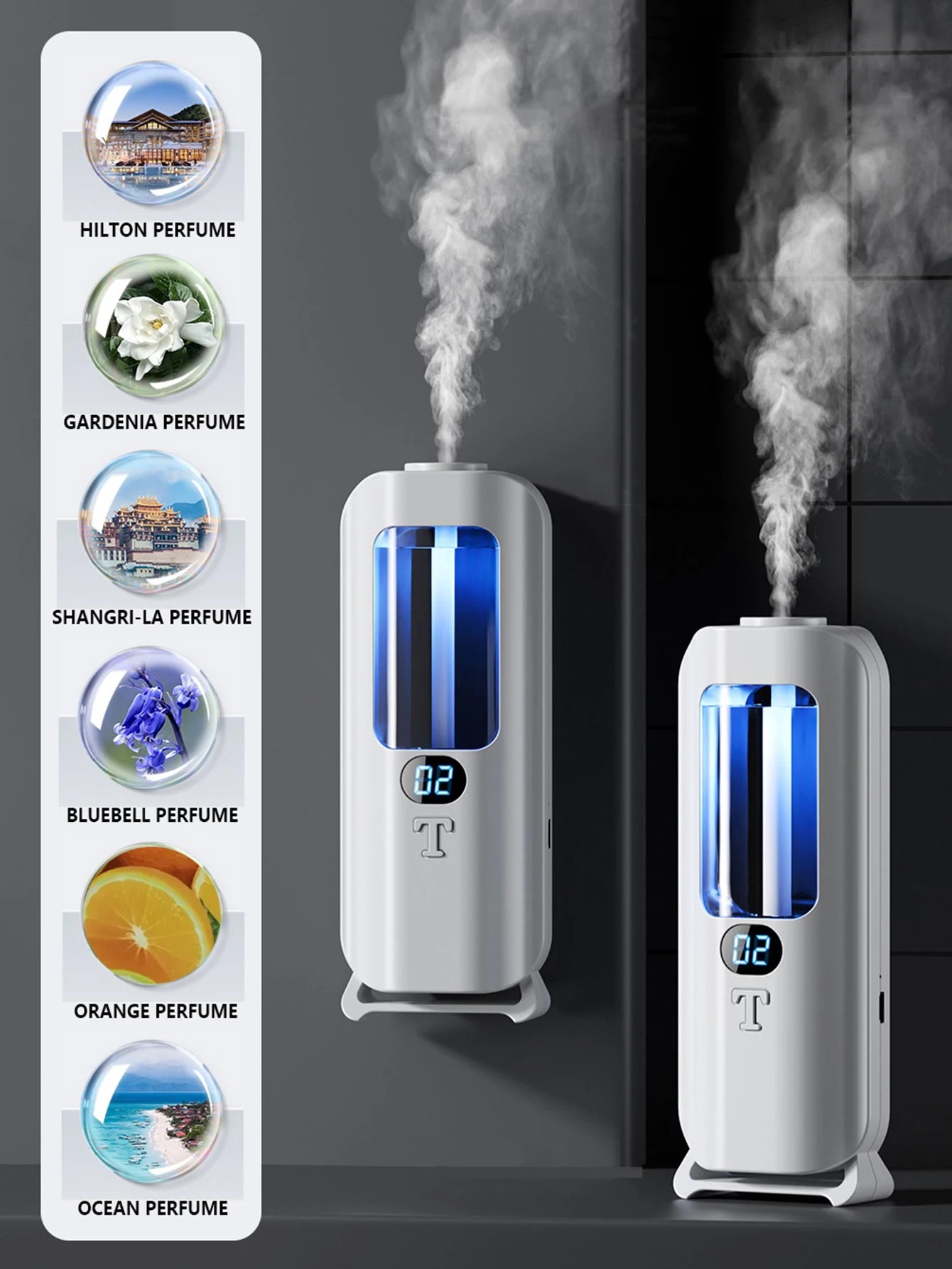 Automatic Aromatherapy Machine And Air Humidifier With Digital Display And Colored Lights -Machine Office Home, And Bathroom