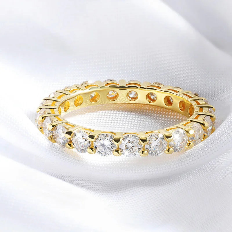 18k Gold Plated 3/3.5mm All Moissanite Diamond Rings