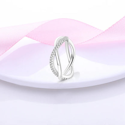 Rings For Women 925 Silver Color Zircon Winding Line Geometric Star Ring Engagement Wedding Romantic Valentine Fine Jewelry Gift