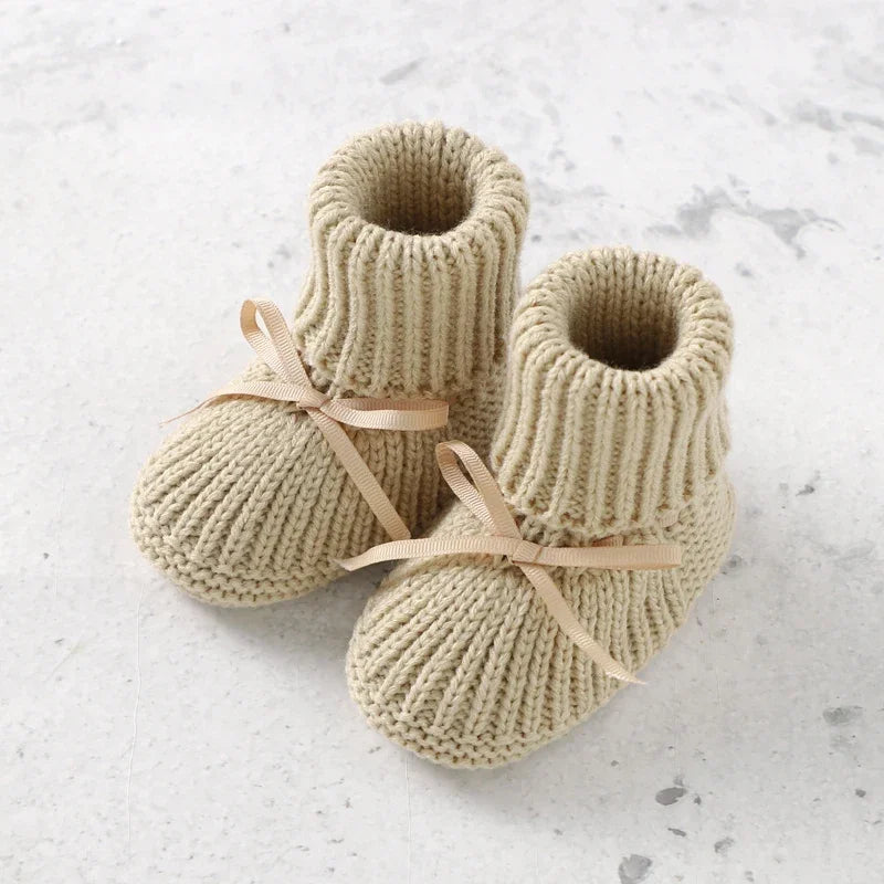 Baby Shoes Gloves Hat Sets Knitted 3PC Infant Kid Bed Boots  Slip-On Mittens Bonnet Handmade 0-18M Newborn Girl Boy Clothes Warm