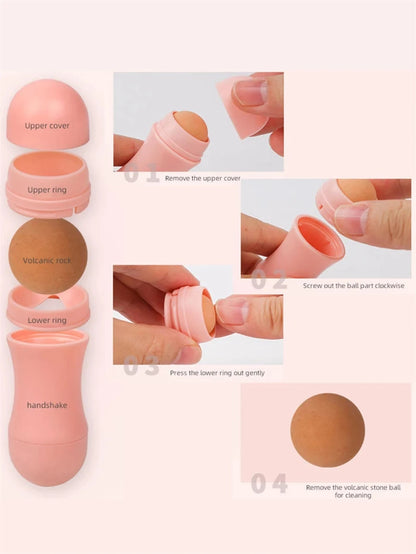 Face Oil Absorbing Roller 2 Balls Skin Care Tool Volcanic Stone Oil Absorber Washable Facial Oil Removing Care Skin Makeup Tool