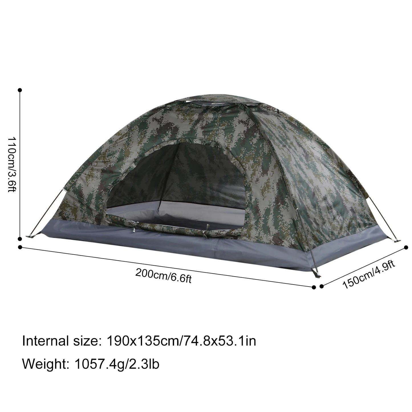 Ultralight 1/2 Persons Camping Tent Single Layer Portable Tent Anti-UV Coating UPF 30+ for Outdoor Beach Fishing