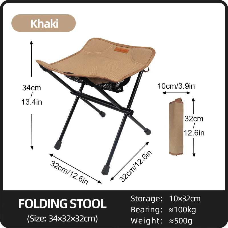 PACOONE Camping Portable Folding Stools Ultralight Aluminium Alloy Storage Chair  MIni Fishing Chair Picnic Lighweight Furniture