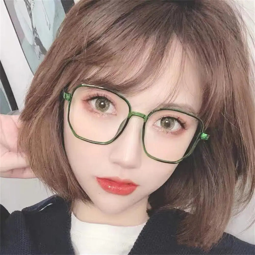 Transparent Anti Blue Light Glasses Women Large Frame Square Eyewear Oversize Computer Glasses Women Men Zero Lens Eyeglasses