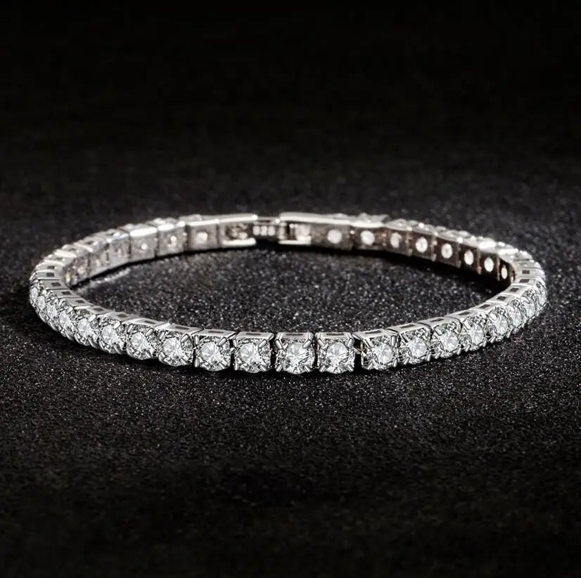 Real Moissanite Bracelet for Women S925 Sterling Silver 4mm Diamonds Tennis Bangles Chains Sparkling Fine Jewelry