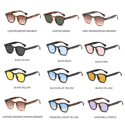 Vintage Rivet Round Sunglasses Classic Brand Designer Celebrity Sun Glasses Male Retro Transparent Shades Women Unisex