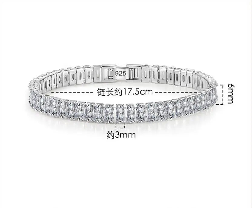 3mm 4mm MoissaniteTennis Bracelets for Women 925 Sterling Silver Full Diamond with White Gold Plated Wedding Fine Jewelry