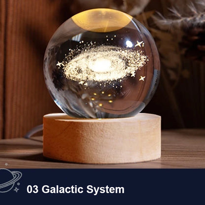 3D Crystal Ball Lamp with Galaxy and Planetary Projections USB Night Light for Cozy Atmosphere Plasma Ball Creative Gift