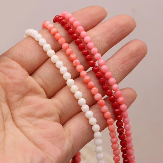 4mm Round Natural Coral Beads Multicolor