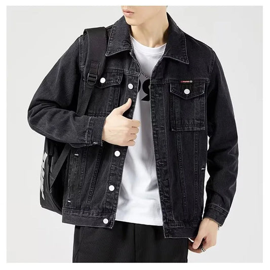 2023 Spring Autumn Men Black Denim Jacket Men's All-Match Korean Casual Fashionable Male Camouflage Work Jacket Shirt Top New